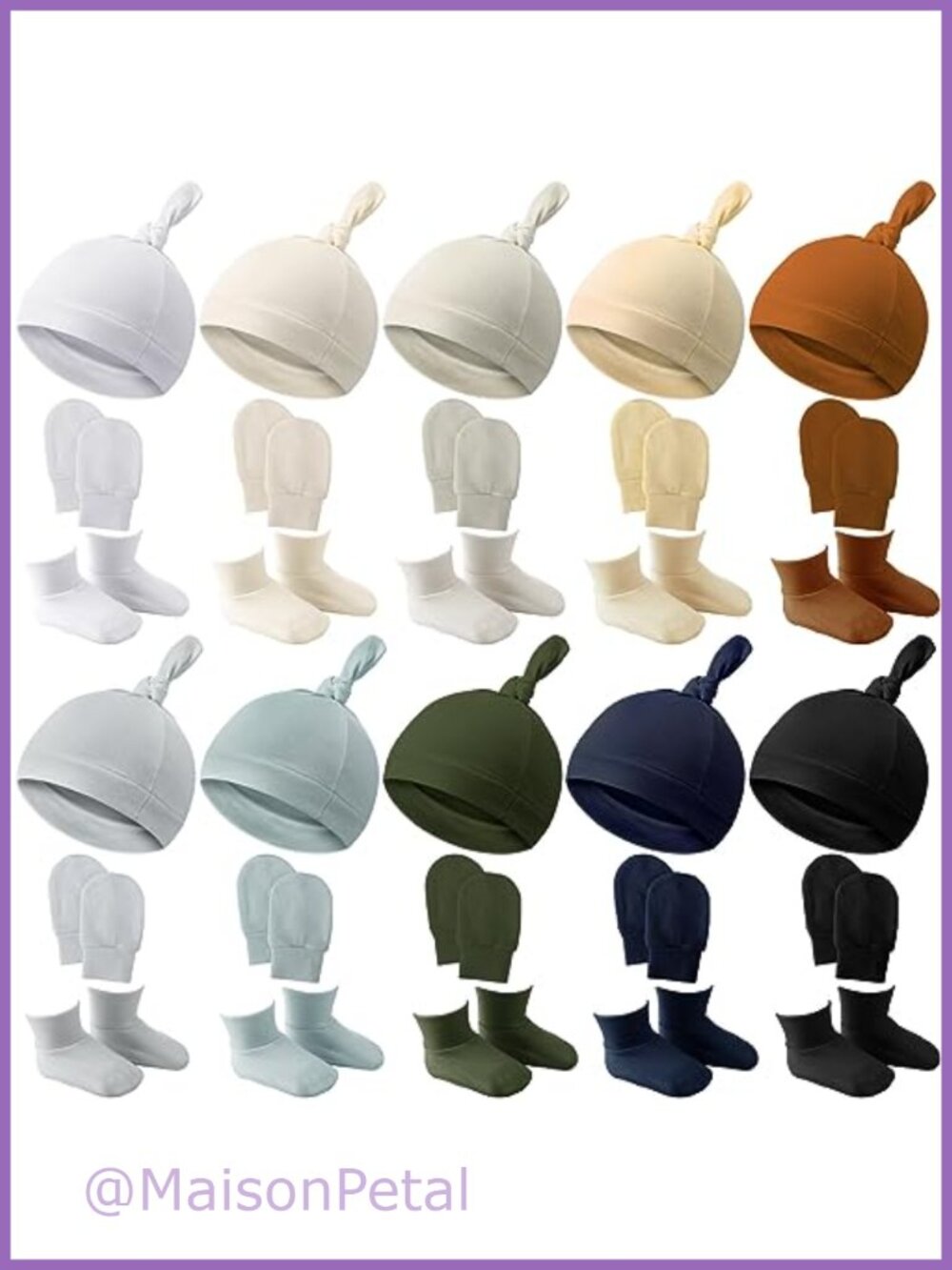 Newborn Baby Socks Hat Mittens Set Cotton 0-6 Months